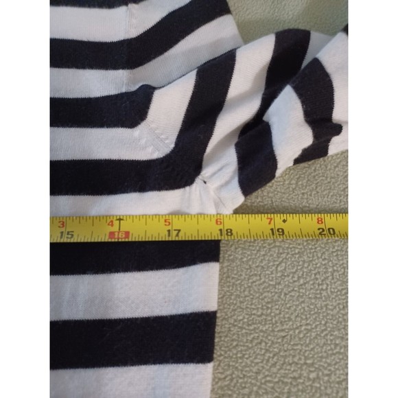 Talbots Women Sweater S Black White Striped Button Up Cardigan Embellished Beads - Picture 6 of 8